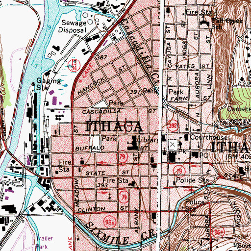 Topographic Map of Tompkins-Seneca County Vocational School, NY