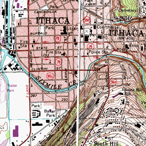 Topographic Map of Tompkins County Chapter American Red Cross, NY