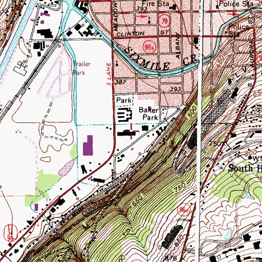 Topographic Map of Ithaca Plaza Shopping Center, NY