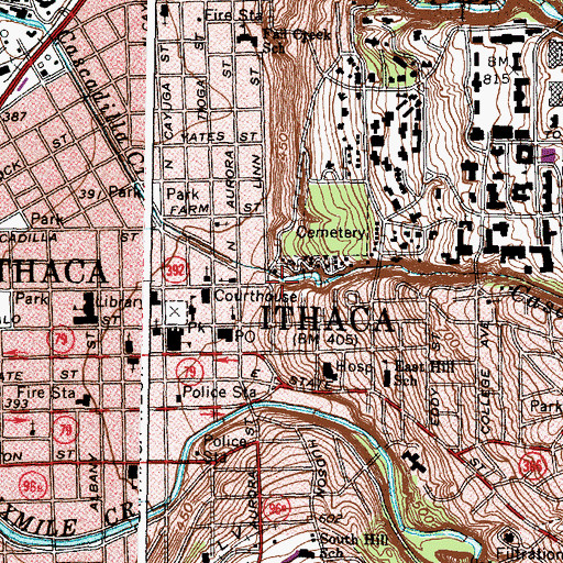 Topographic Map of Treman Triangle Park, NY