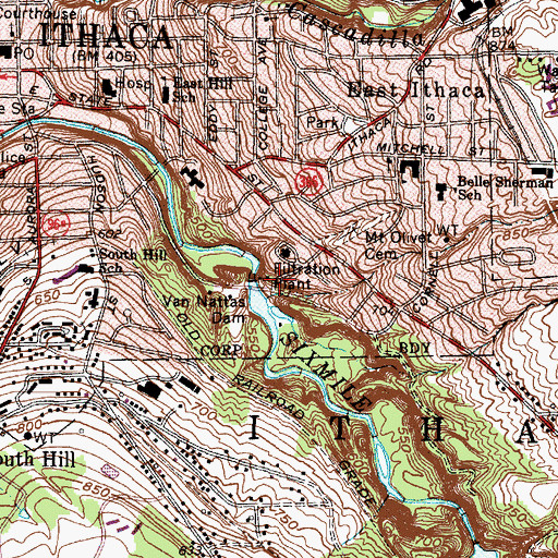 Topographic Map of Van Natta Dam Pumping Station Ithaca Water Works, NY