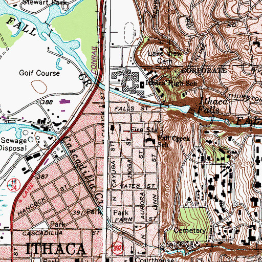 Topographic Map of Ithaca Fire Station Number 7, NY