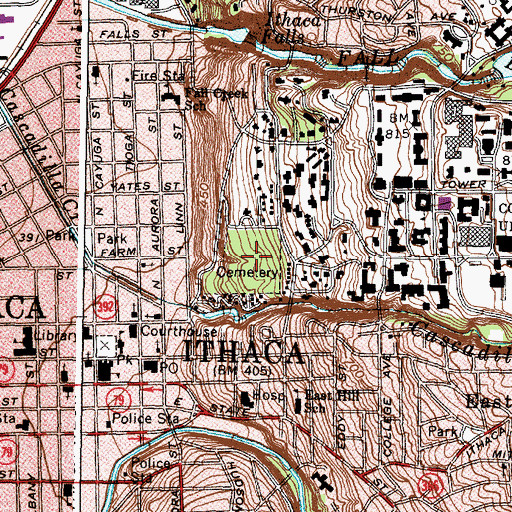 Topographic Map of Ithaca City Cemetery, NY