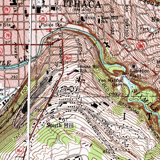 Topographic Map of Oak Hill Manor Nursing Home, NY