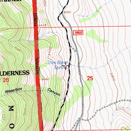 Topographic Map of Van Riper Spring, CA