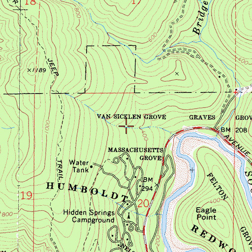 Topographic Map of Van Sicklen Grove, CA