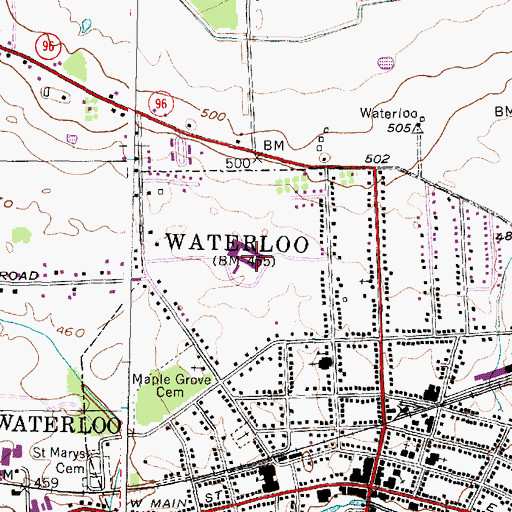 Topographic Map of Waterloo Senior High School, NY