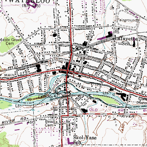 Topographic Map of Waterloo Village Hall, NY