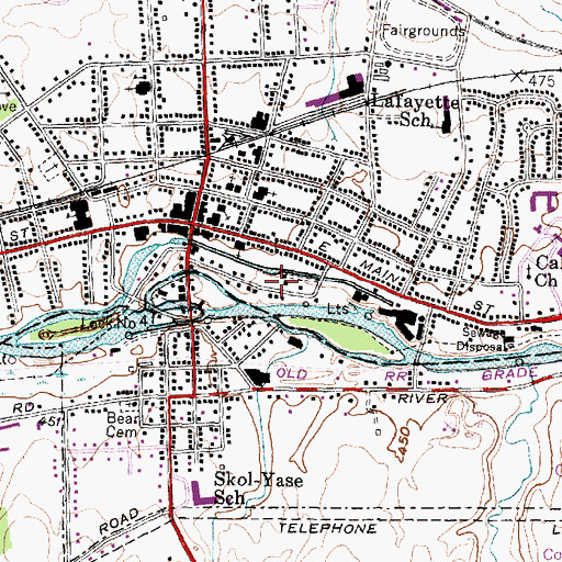 Topographic Map of Waterloo Volunteer Fire Department, NY