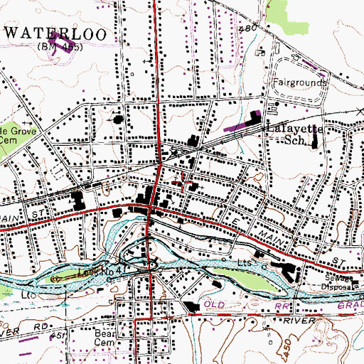 Topographic Map of Waterloo Library, NY