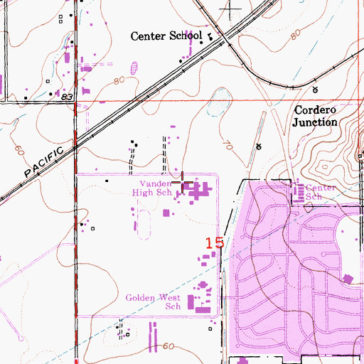 Topographic Map of Vanden High School, CA
