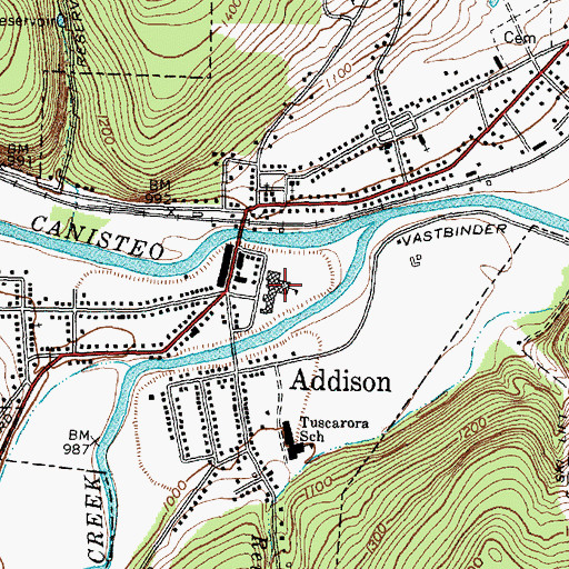 Topographic Map of Addison High School, NY