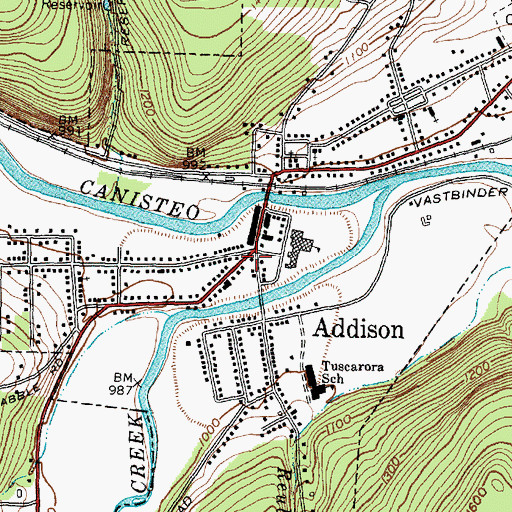 Topographic Map of Addison Town Hall, NY