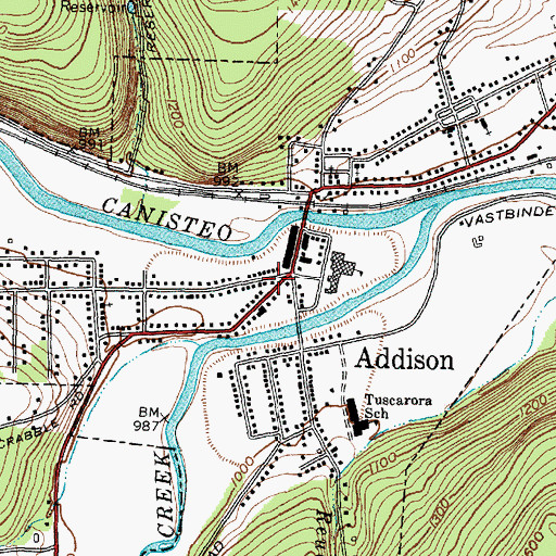 Topographic Map of Addison Volunteer Fire Department, NY