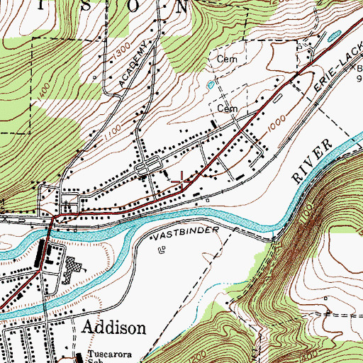 Topographic Map of Addison Fire Station Number 2, NY