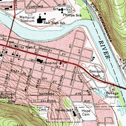 Topographic Map of Saint Patrick's Roman Catholic Church, NY