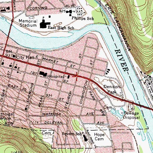 Topographic Map of Saint Patricks Parochial School, NY