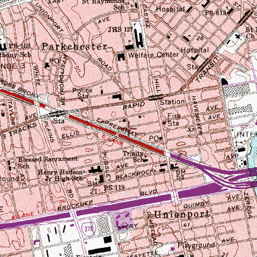 Topographic Map of Olmsted Triangle, NY