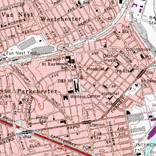 Topographic Map of Parker Playground, NY