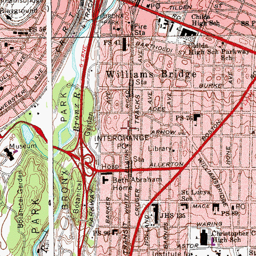 Topographic Map of Parkside Playground, NY