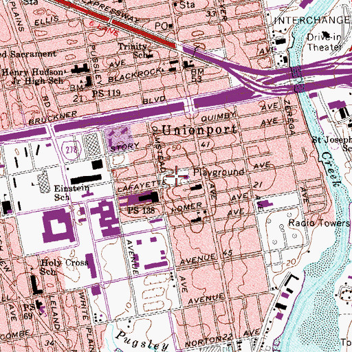 Topographic Map of Police Officer Hilario Serrano Playground, NY