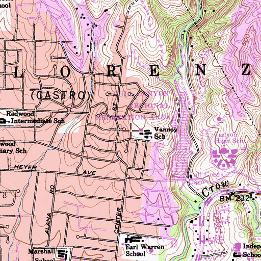 Topographic Map of Vannoy Elementary School, CA
