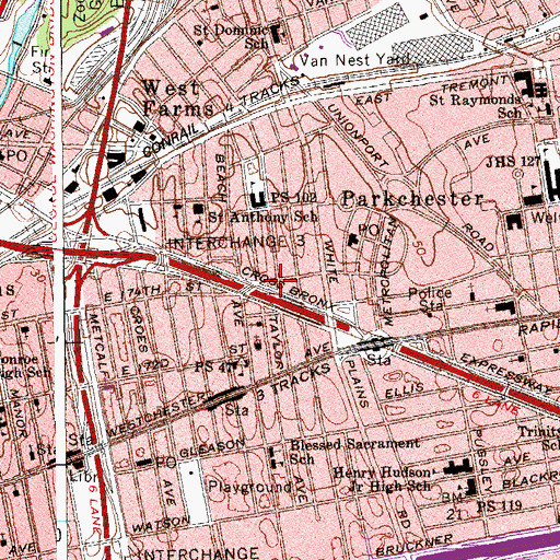 Topographic Map of Wood Park, NY