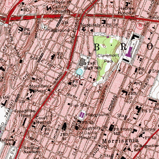 Topographic Map of Grant Avenue Park, NY