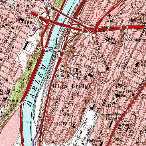 Topographic Map of Merriam Playground, NY