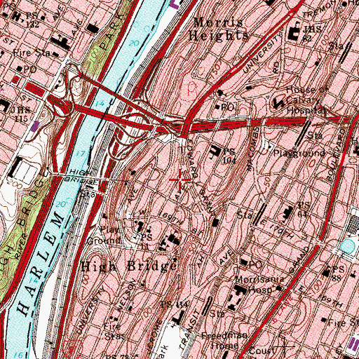 Topographic Map of Ogden Plimpton Playground, NY