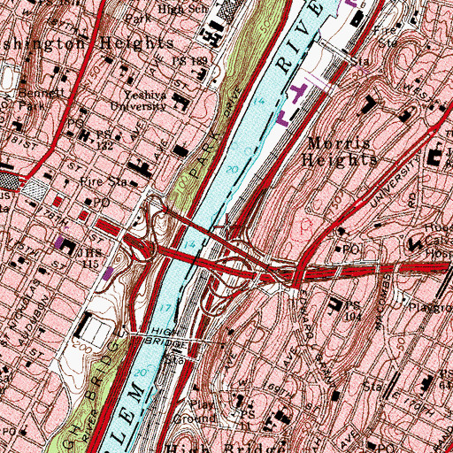 Topographic Map of Bridge Park, NY