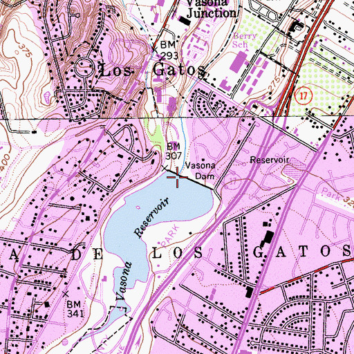 Topographic Map of Vasona Dam, CA