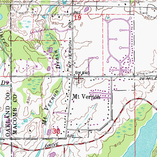 Topographic Map of Mount Vernon United Methodist Church, MI