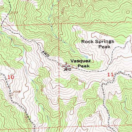 Topographic Map of Vasquez Peak, CA