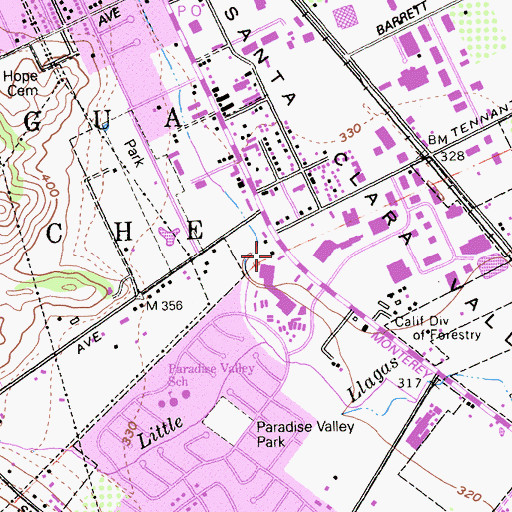 Topographic Map of Vasquez Tree Historical Marker, CA