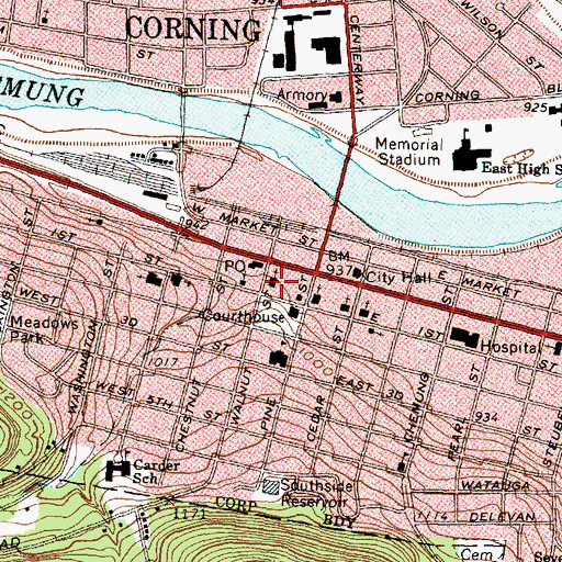 Topographic Map of Frank B Howe Scottish Rite Cathedral, NY