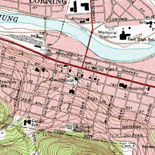 Topographic Map of Steuben County Court House, NY