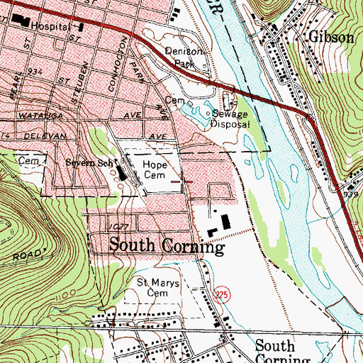 Topographic Map of Hope Cemetery Chapel, NY