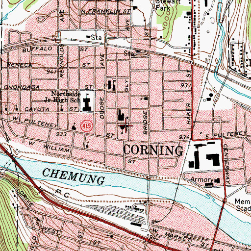 Topographic Map of North Side Grammar School (historical), NY