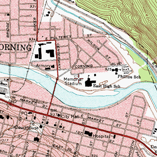 Topographic Map of Memorial Stadium, NY