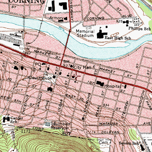Topographic Map of First Methodist Church, NY