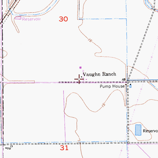 Topographic Map of Vaughn Ranch, CA