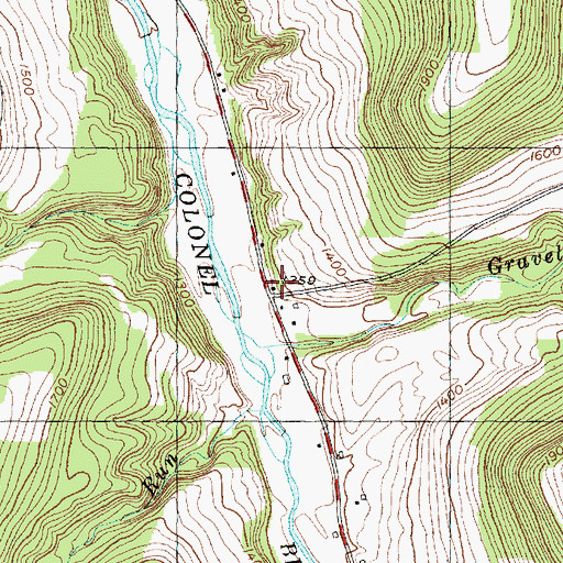 Topographic Map of Gravel Run School (historical), NY