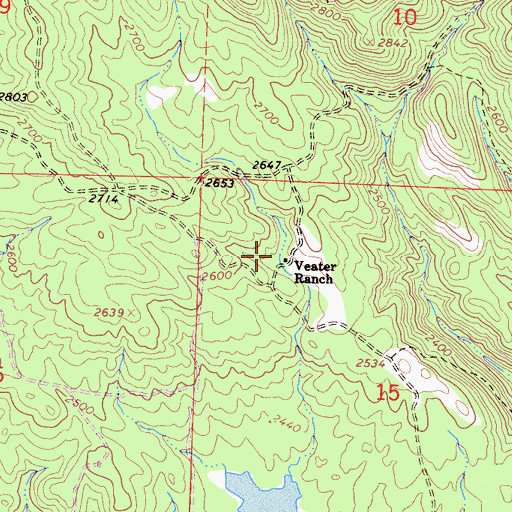Topographic Map of Veater Ranch, CA