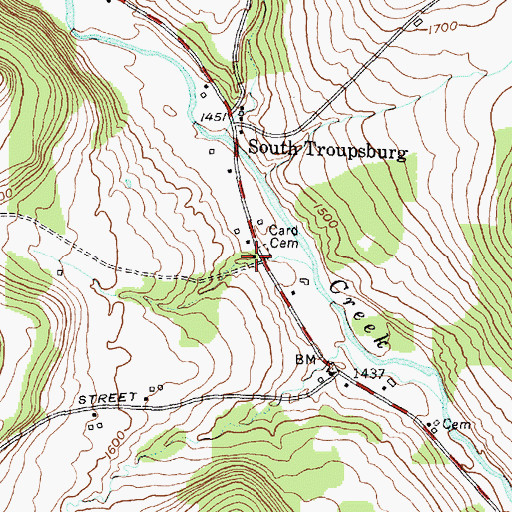 Topographic Map of Card School (historical), NY