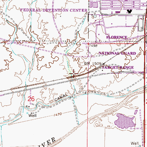 Topographic Map of Florence Station, AZ