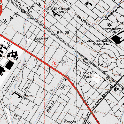 Topographic Map of Ventura School (historical), CA