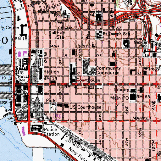 Topographic Map of Fashion Institute of Design and Merchandising - San Diego, CA