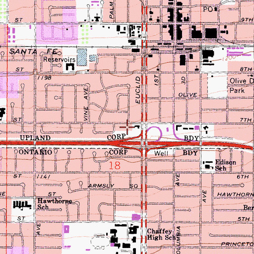 Topographic Map of Westwood College - Inland Empire, CA