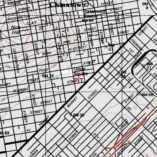 Topographic Map of American Conservatory Theater - Administrative Offices, CA